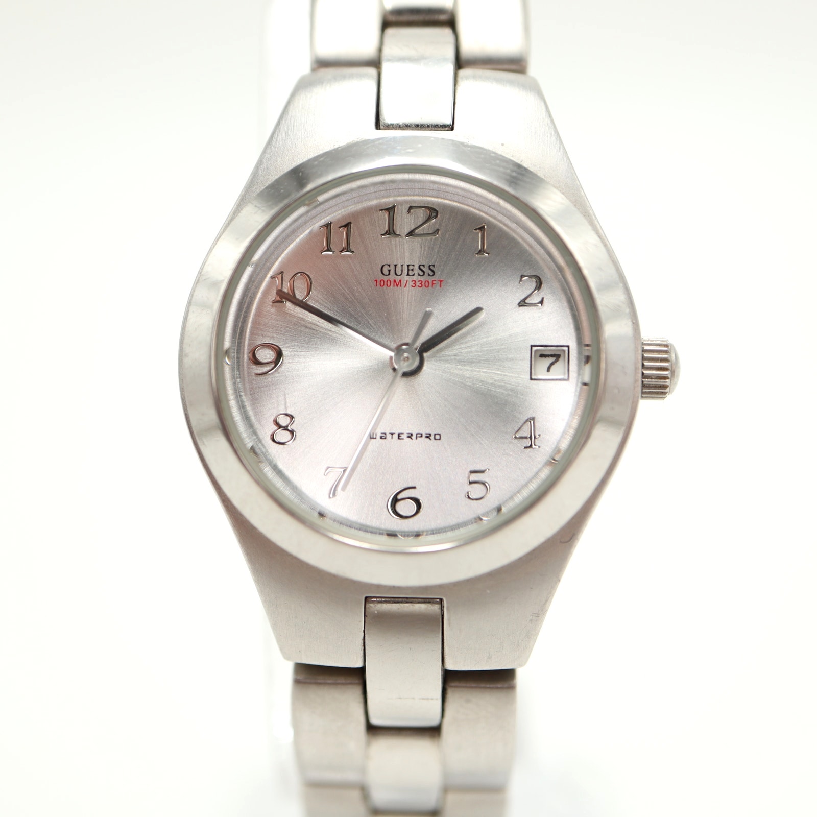 Guess Waterpro Silver Tone 26mm Date Watch 6 Stainless Steel W New Battery